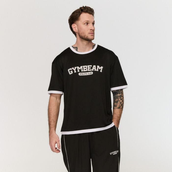 GymBeam Tričko Oversized Varsity Black  XL