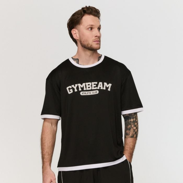 GymBeam Tričko Oversized Varsity Black  XXXL