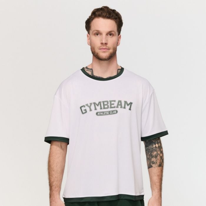 GymBeam Tričko Oversized Varsity White  XL