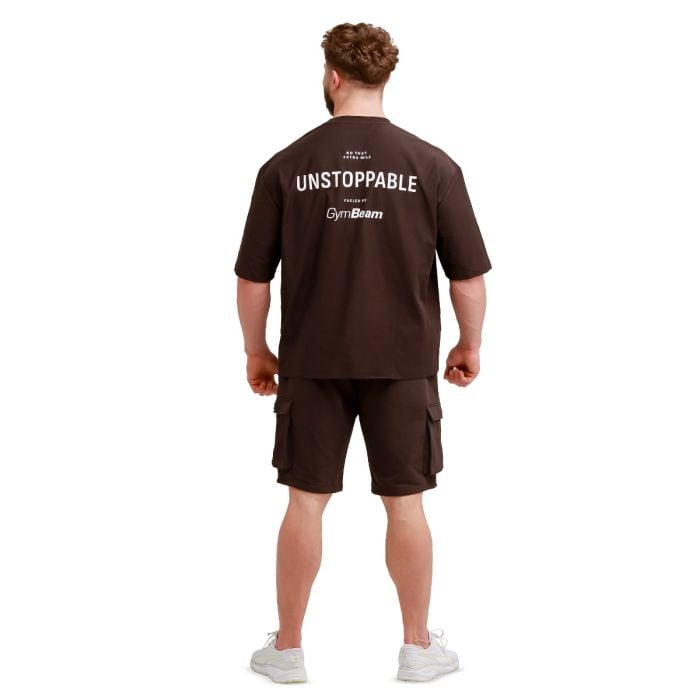 Tričko Oversized Unstoppable Brown - GymBeam XL