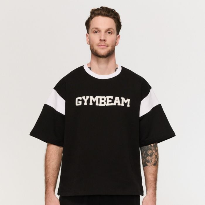 GymBeam Tričko Premium Heavyweight Varsity Black  XXL