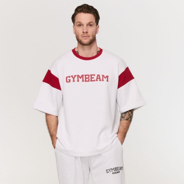 GymBeam Tričko Premium Heavyweight Varsity White  S