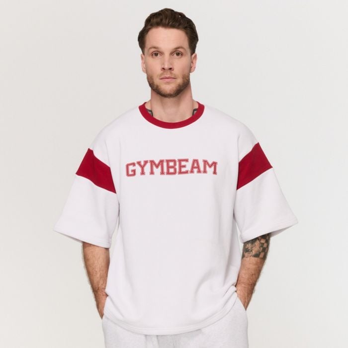 GymBeam Tričko Premium Heavyweight Varsity White  M