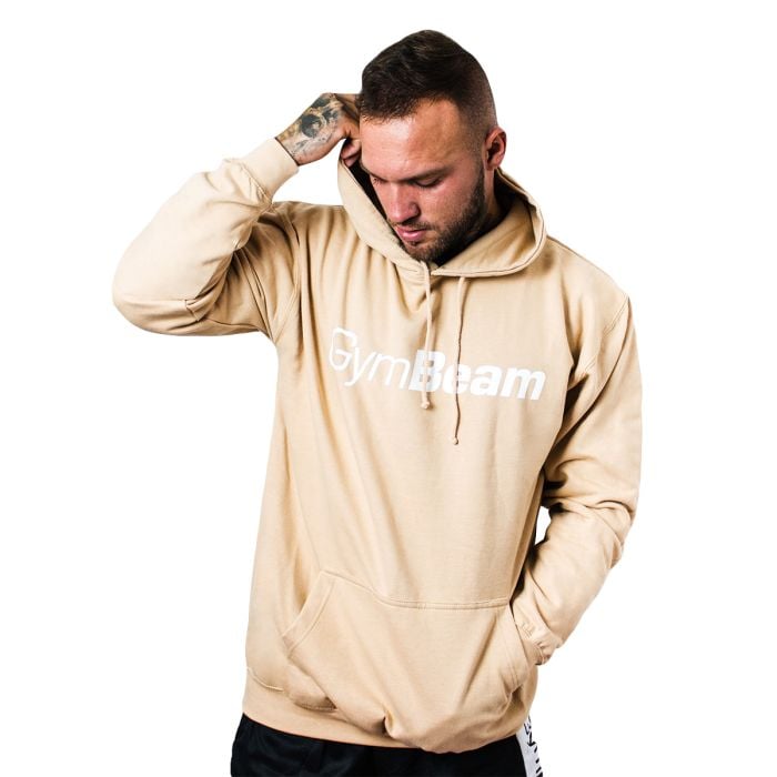 Mikina PRO Hoodie Sand - GymBeam L - cream