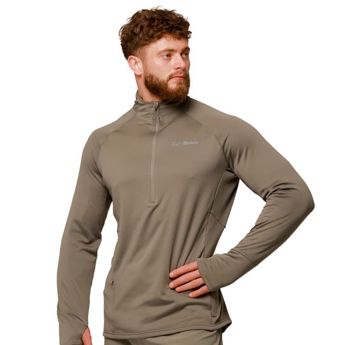 Bežecká mikina 1/2 Zip Pulse Vetiver - GymBeam XXL