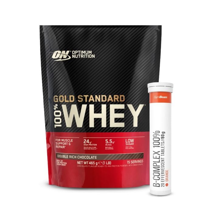 100% Whey Gold Standard - Optimum Nutrition + darčeky 450 g - dvojitá bohatá čokoláda