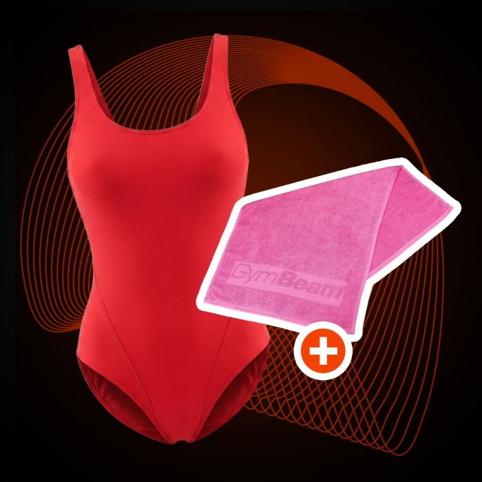 GymBeam Športové jednodielne plavky Red  S