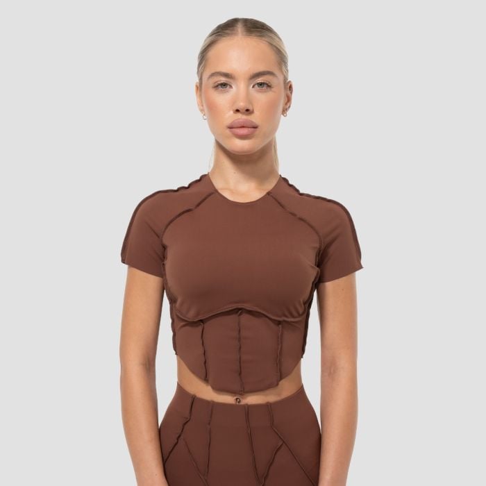 GymBeam Dámske tričko Cropped Cosmo Brown  M