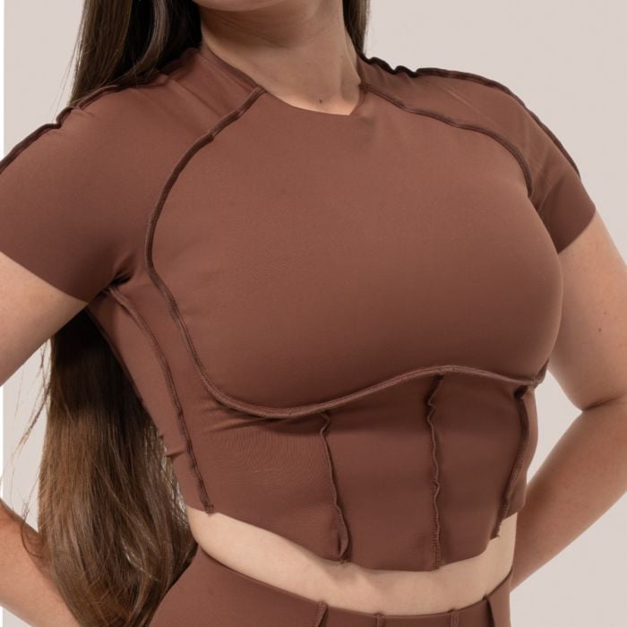 Dámske tričko Cropped Cosmo Brown - GymBeam M