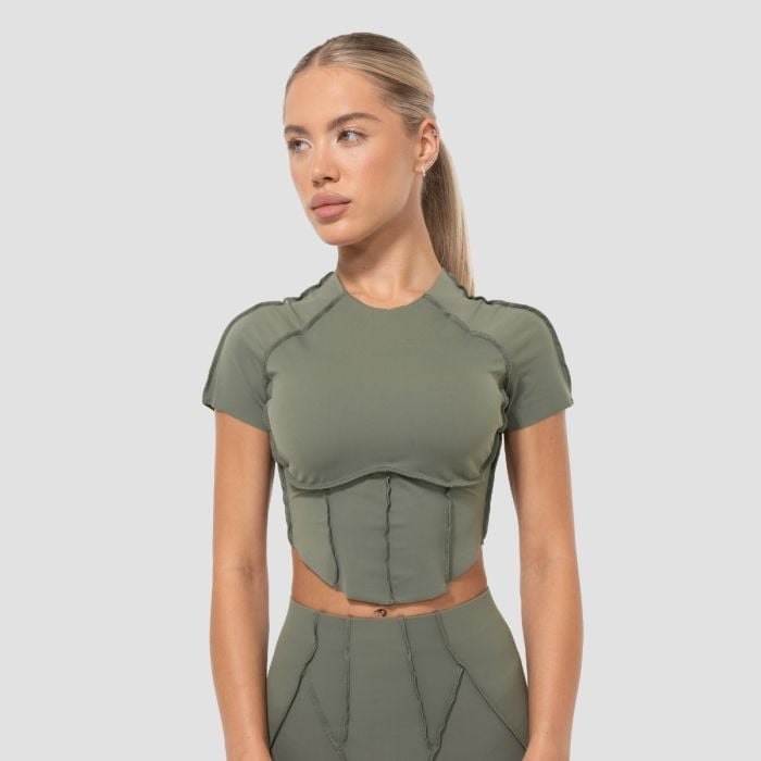 GymBeam Dámske tričko Cropped Cosmo Olive  L