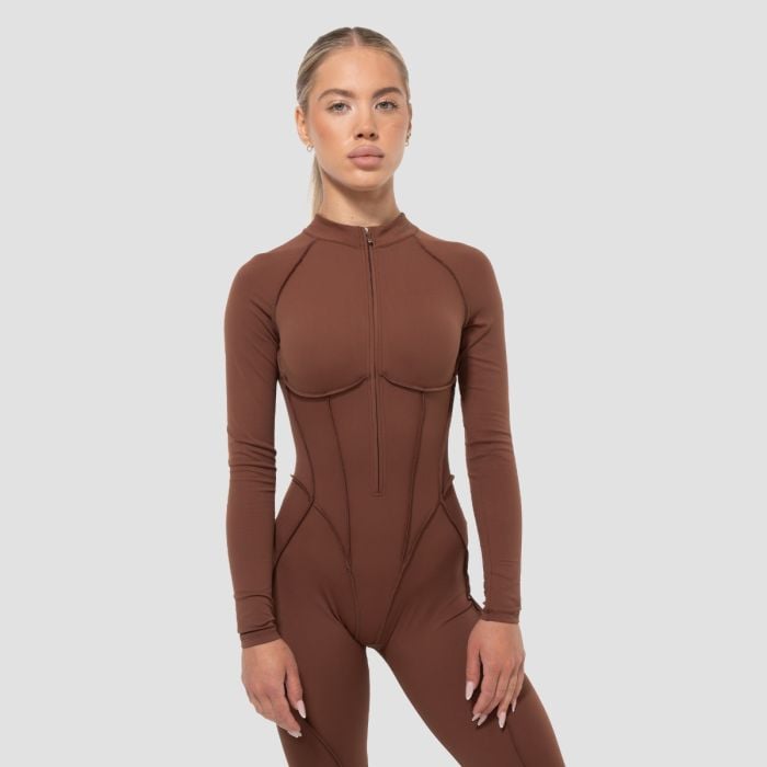 GymBeam Dámsky overal Zip-Up Cosmo Brown  S