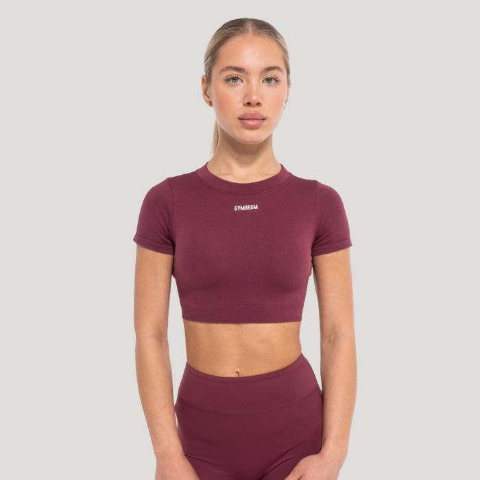 GymBeam Dámsky top Crop Flow Wine  M