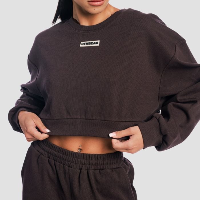 Dámska mikina Cropped Aura Tee Brown - GymBeam M