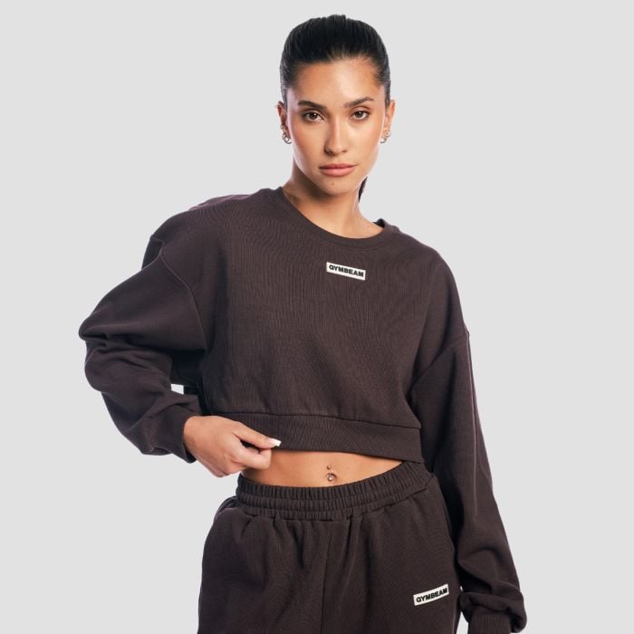 Dámska mikina Cropped Aura Tee Brown - GymBeam M
