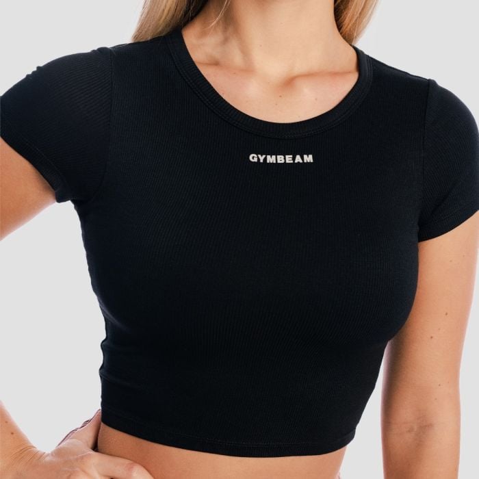 Dámske tričko Cropped Aura Black - GymBeam XL