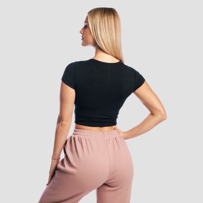 Dámske tričko Cropped Aura Black - GymBeam XL