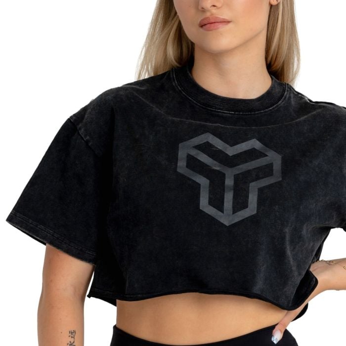 Dámske tričko CropTop Washed Black - STRIX S