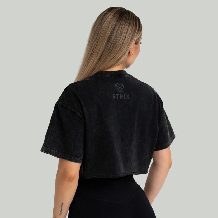 Dámske tričko CropTop Washed Black - STRIX S