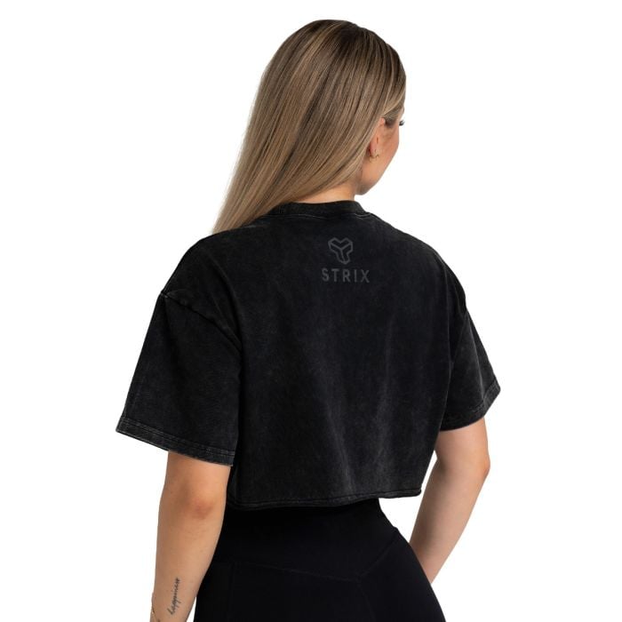 Dámske tričko CropTop Washed Black - STRIX S