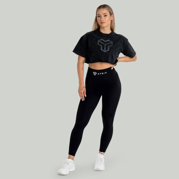 Dámske tričko CropTop Washed Black - STRIX S