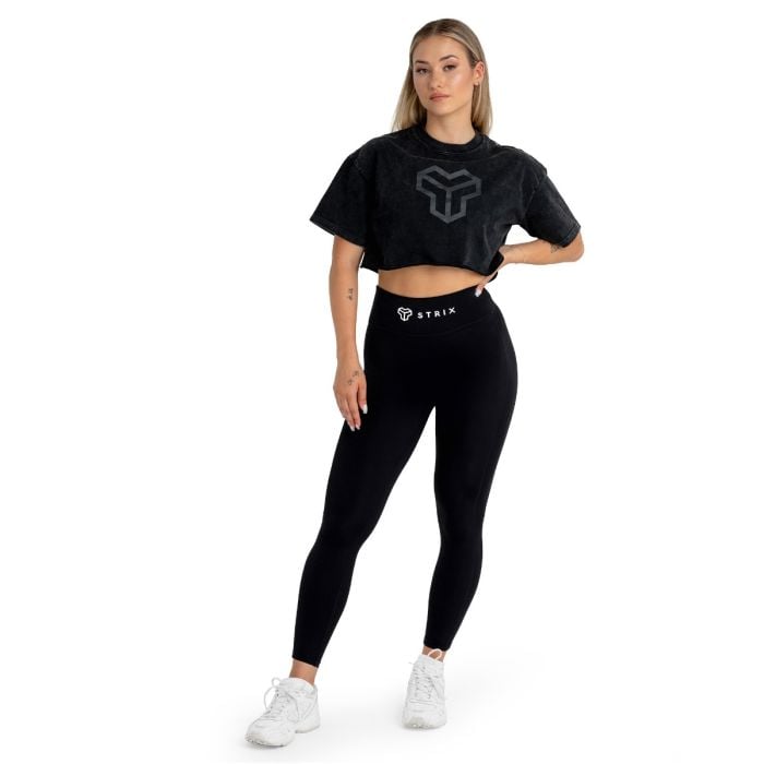 Dámske tričko CropTop Washed Black - STRIX S