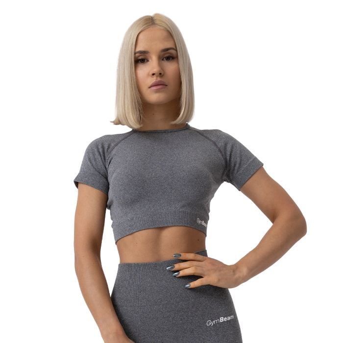 Dámske tričko FLO Crop-Top Grey - GymBeam L