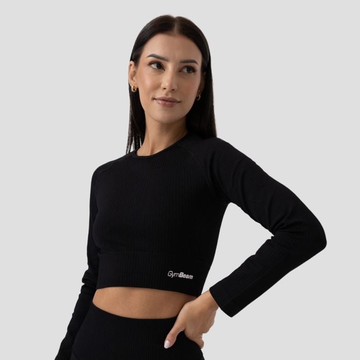 E-shop GymBeam Dámske tričko FLO Ribbed Crop-Top Black