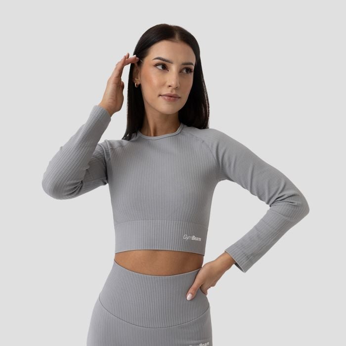 E-shop GymBeam Dámske tričko FLO Ribbed Crop-Top Grey