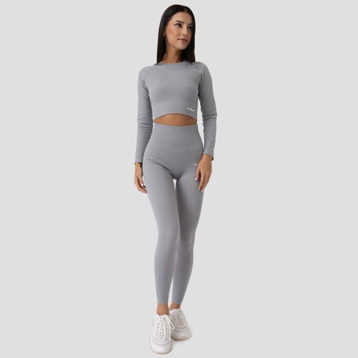 Dámske tričko FLO Ribbed Crop-Top Grey - GymBeam S
