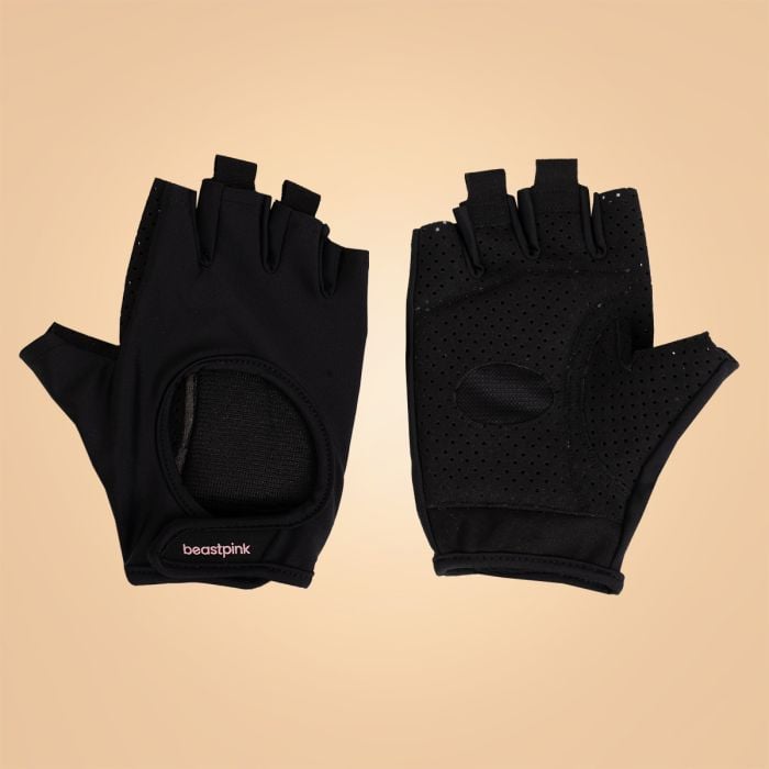 Dámske fitness rukavice Hyper Black - BeastPink S