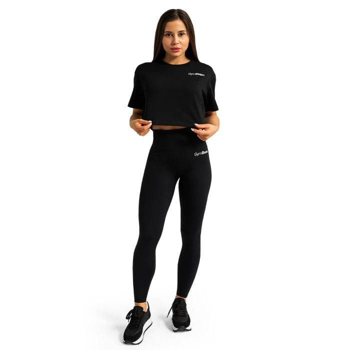 Dámske tričko Cropped Limitless Black - GymBeam S