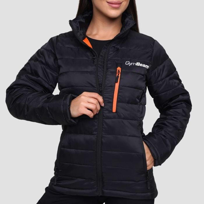 Dámska bunda Puffer Black/Orange - GymBeam M