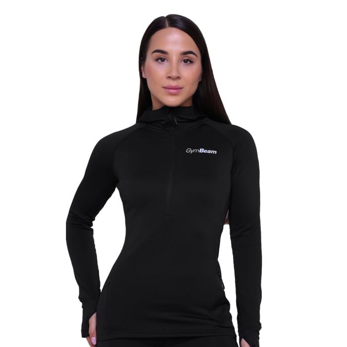 Dámska bežecká mikina 1/2 Zip Pulse Black - GymBeam M