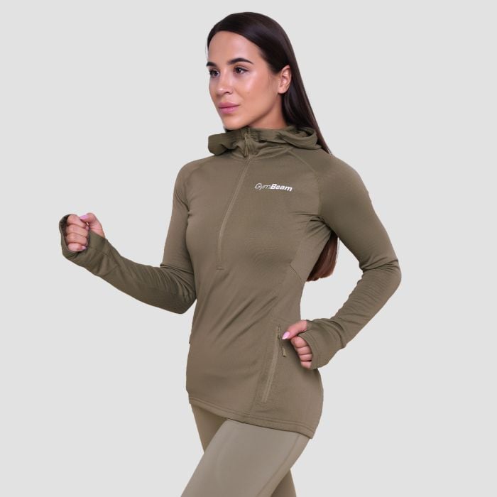 Dámska bežecká mikina 1/2 Zip Pulse Vetiver - GymBeam M