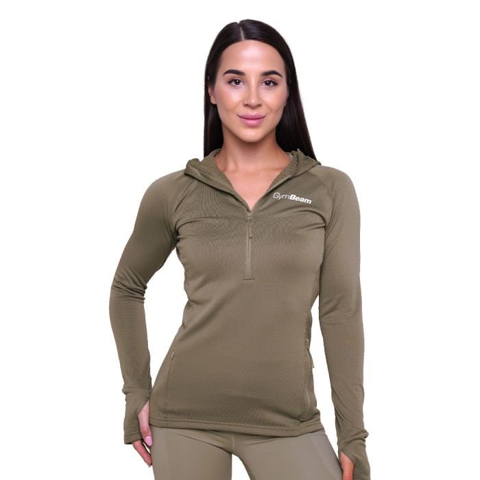Dámska bežecká mikina 1/2 Zip Pulse Vetiver - GymBeam M