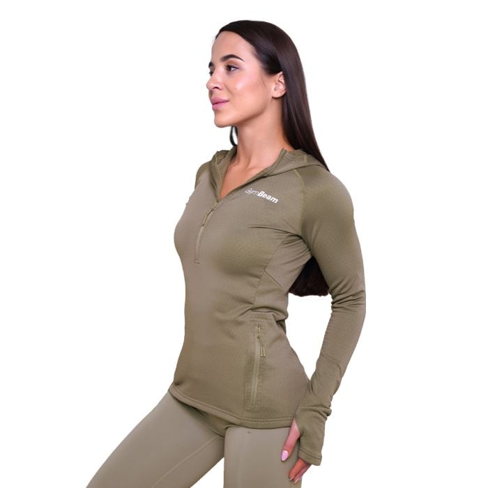 Dámska bežecká mikina 1/2 Zip Pulse Vetiver - GymBeam M