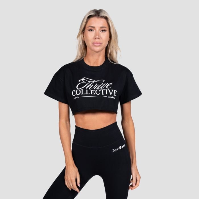 Dámske cropped tričko Thrive Black - GymBeam M