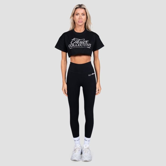 Dámske cropped tričko Thrive Black - GymBeam M