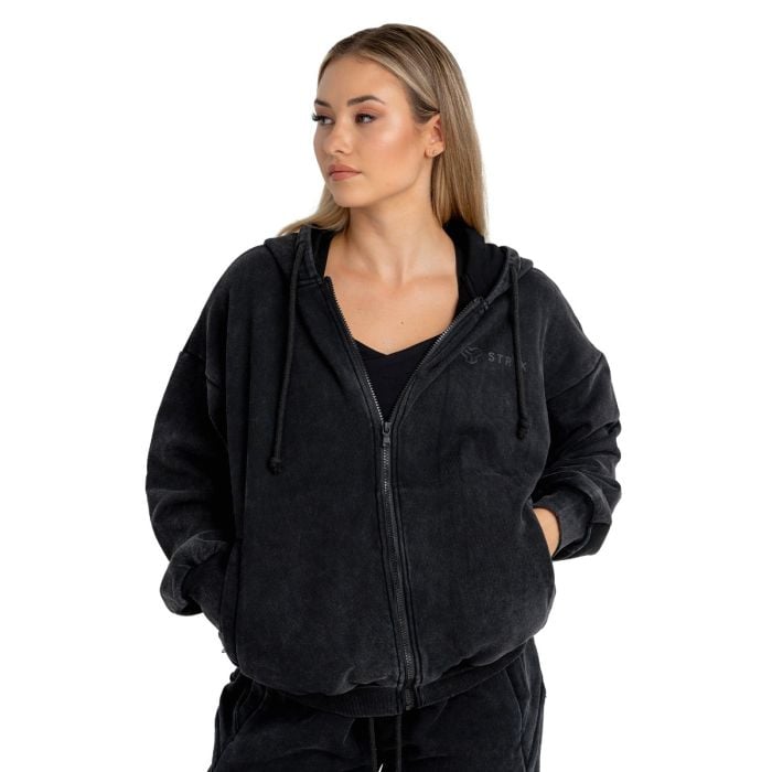 Dámska mikina Zip Washed Black - STRIX L