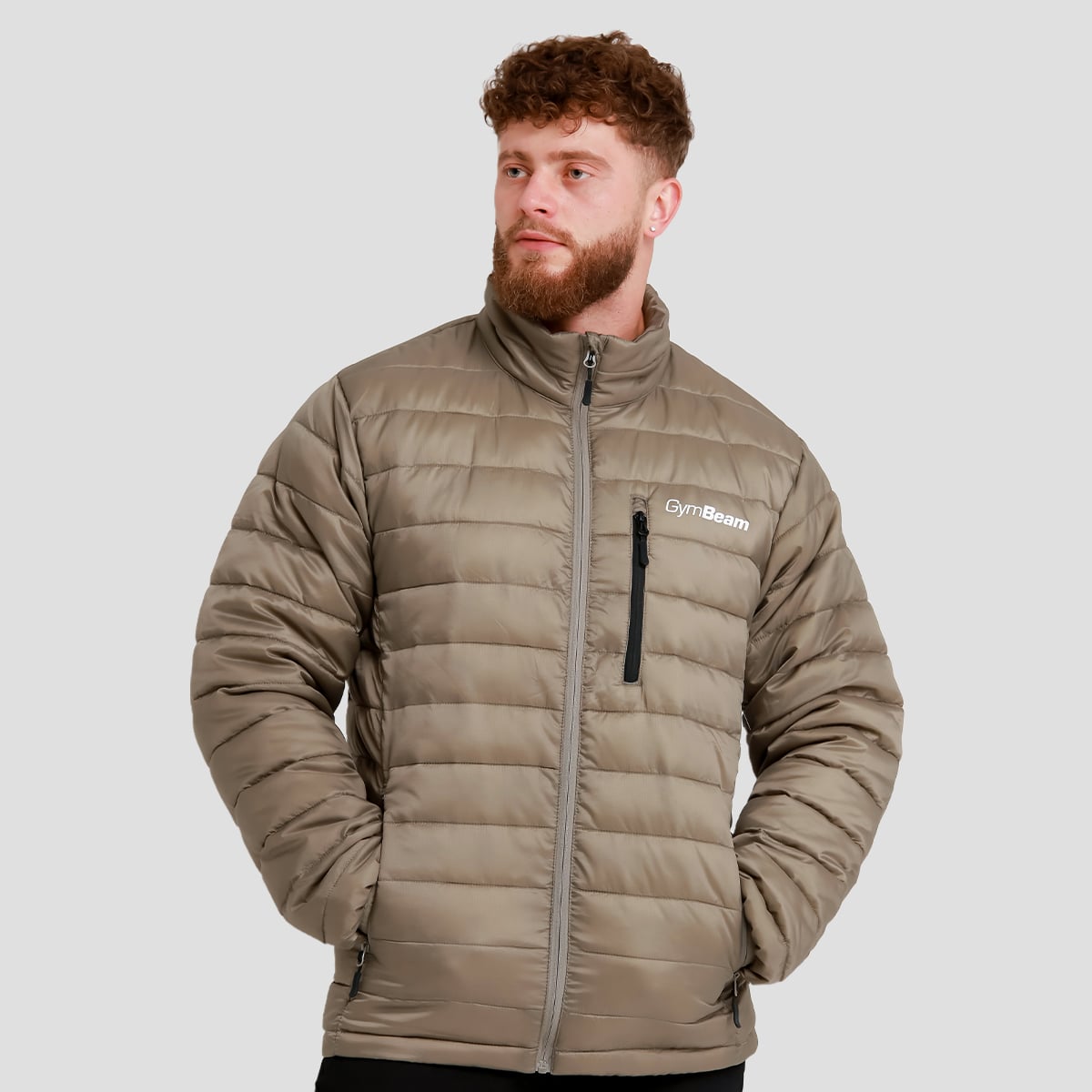 Pánska bunda Puffer Vetiver/Black - GymBeam