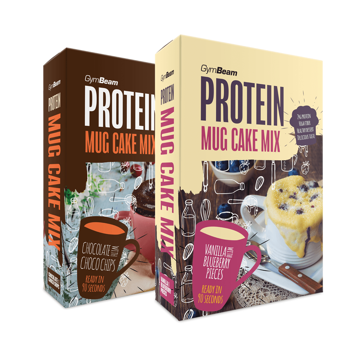 Proteínový Mug Cake Mix 500 g - GymBeam vanilka s kúskami čučoriedok 500 g