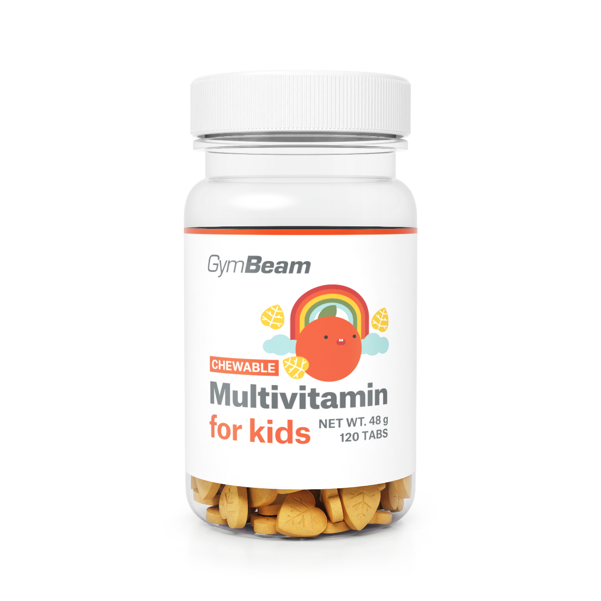 Multivitamín, tablety na cmúľanie pre deti - GymBeam pomaranč 120 tab.
