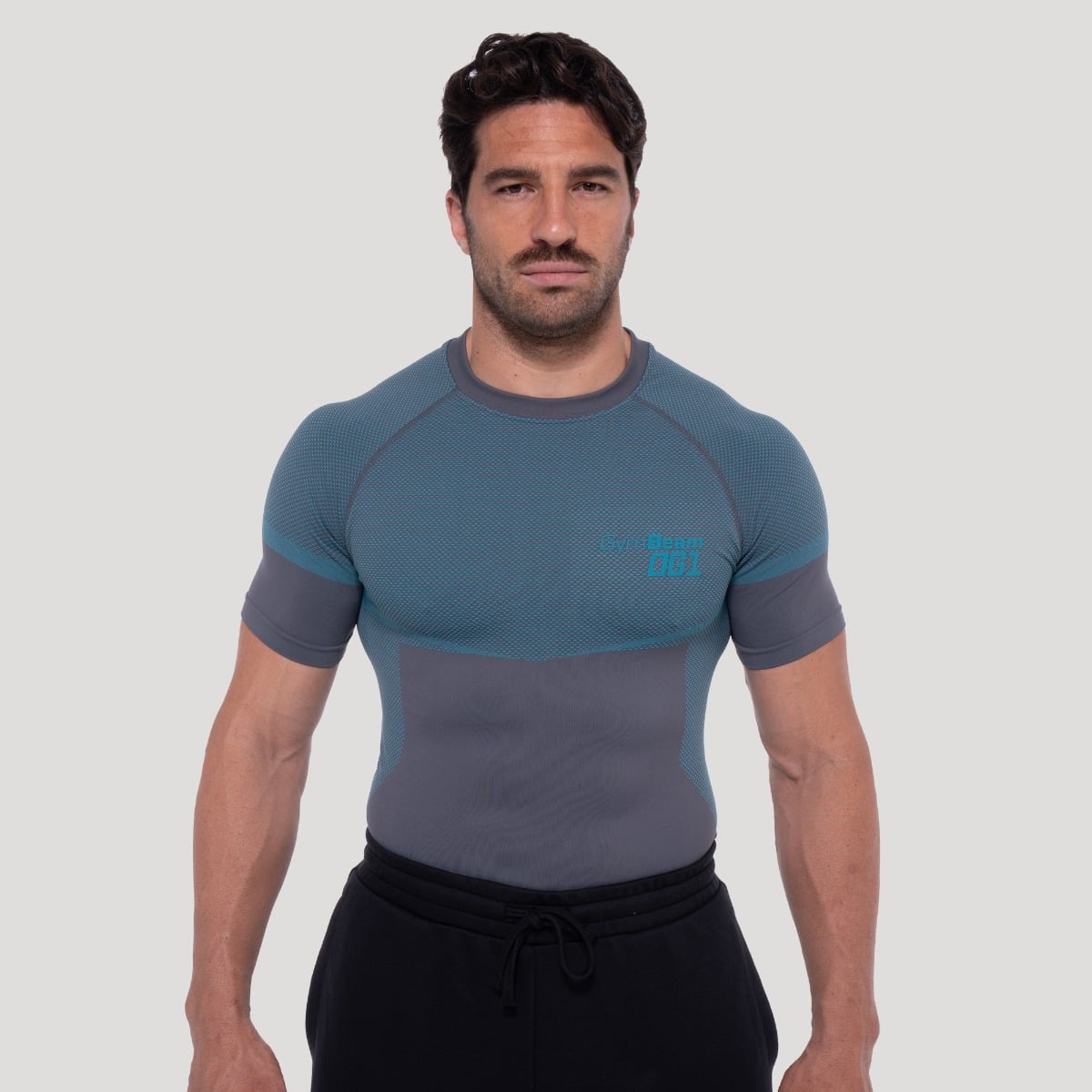 Bezšvové tričko OG1 Grey/Blue - GymBeam