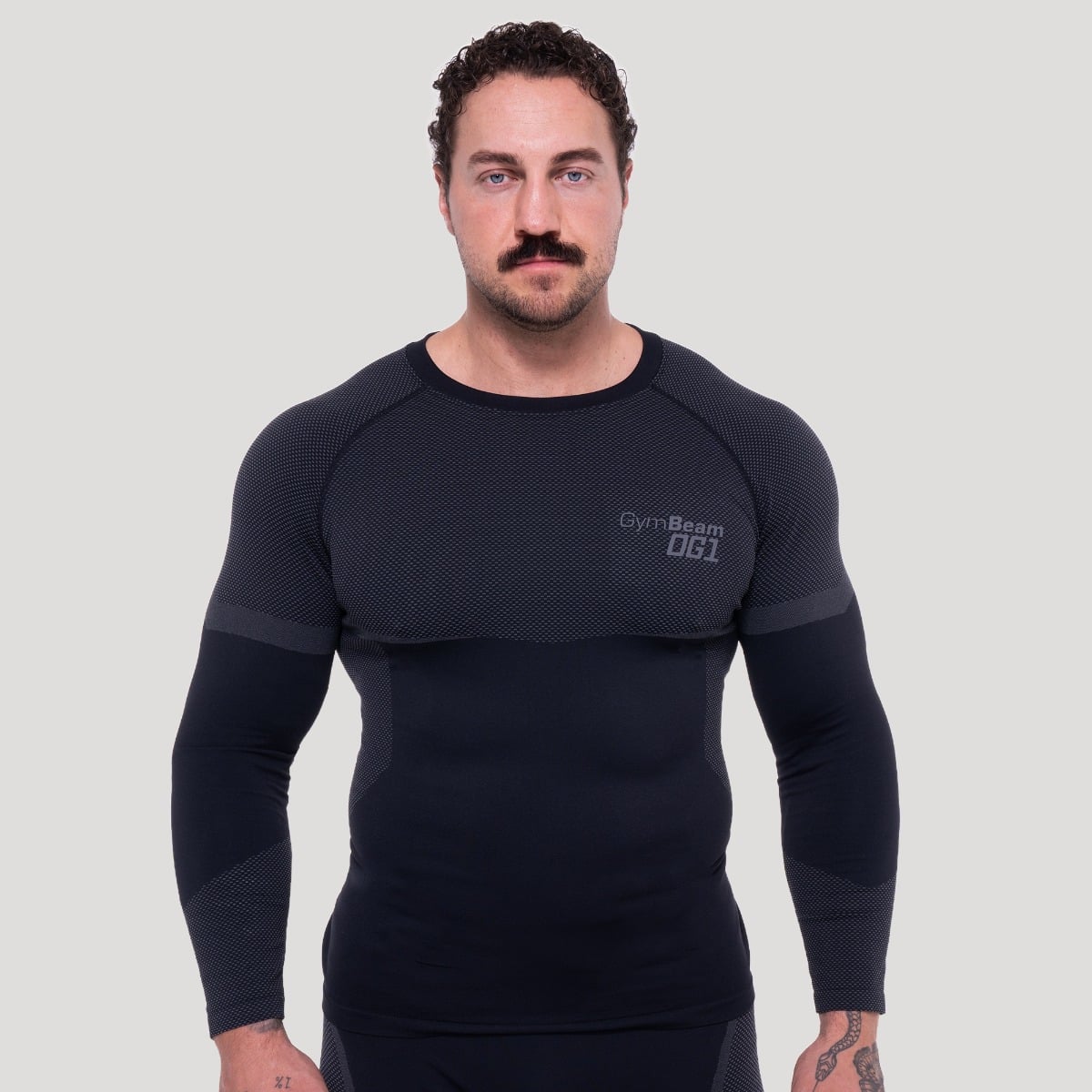 Bezšvové tričko s dlhým rukávom OG1 Black/Grey - GymBeam