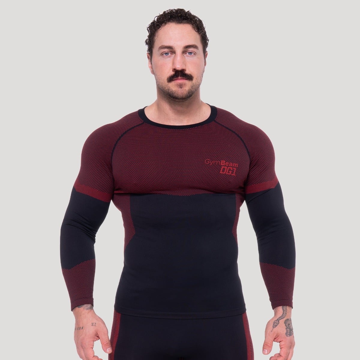 Bezšvové tričko s dlhým rukávom OG1 Black/Red - GymBeam