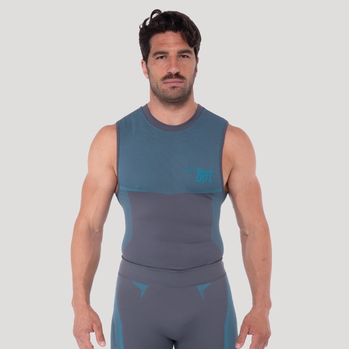 Bezšvové tielko OG1 Grey/Blue - GymBeam