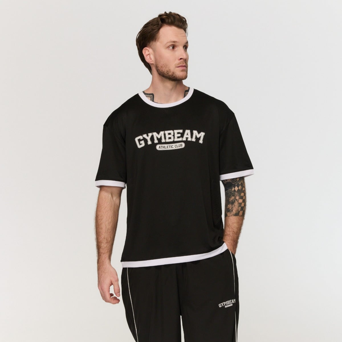 Tričko Oversized Varsity Black - GymBeam