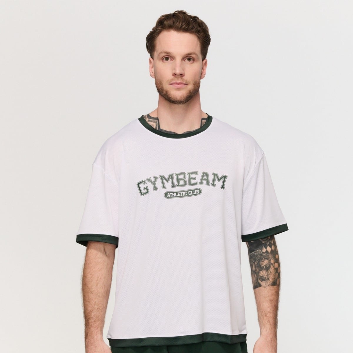 Tričko Oversized Varsity White - GymBeam