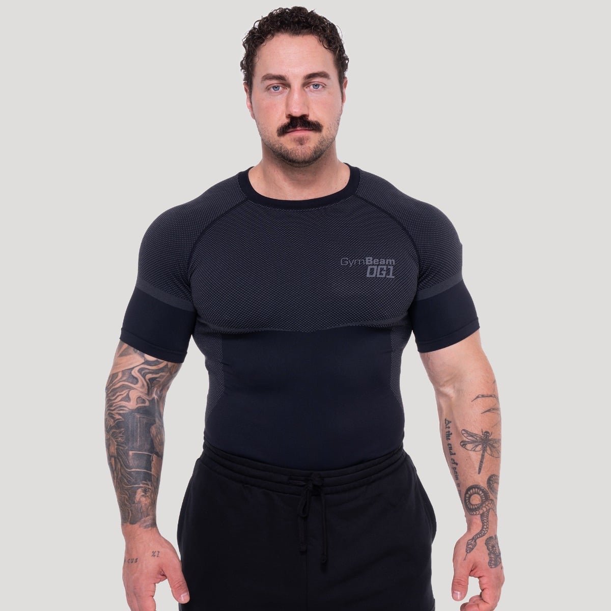 Bezšvové tričko OG1 Black/Grey - GymBeam