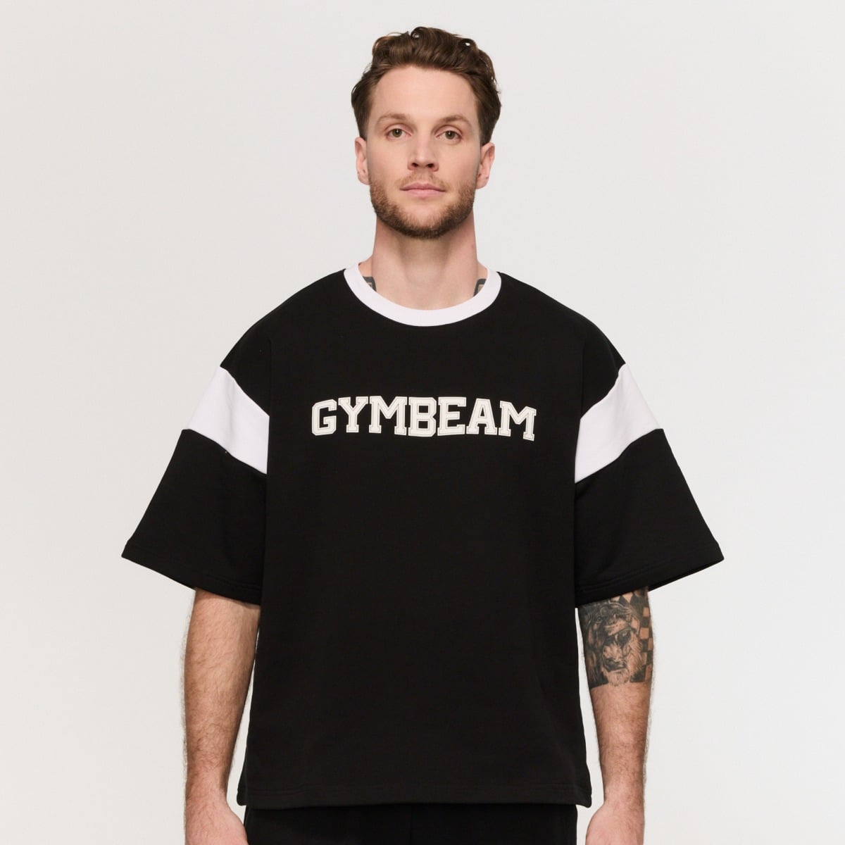 Tričko Premium Heavyweight Varsity Black - GymBeam